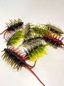 1 件/6 件/10 件，5.8 厘米/2.28 英寸仿真诱饵软饵虾，虾形软饵，模拟鱼尾运动，硅胶鱼饵，适用于淡水和咸水以及黑坑，黑鲈钓鱼设备，捕食者诱饵软尾蛆仿饵，假饵铅头钩 - 彩色 - 查看 2