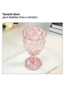Juego de 6 copas de vidrio (240 ml) Bluelander, diseño elegante y resistente, perfectas para vino, agua o cócteles, ideales para reuniones y celebraciones - Rosa - Ver 3