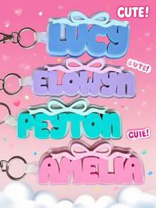 1pc Customized Backpack Tag With Cute Bow | Name Tag | School Label | Lunch Bag Tag | Women Backpack Label | Kids Keychain | Diaper Bag Tag