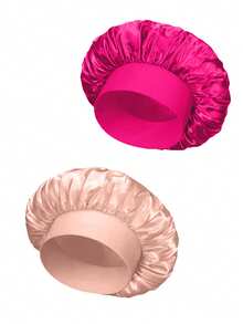 2Pcs Bonnet For Women Solid Hair Bonnet Silk Bonnet Satin Bonnet Breathable Soft Perfect For Sleeping And Hair Care Hair Sleep Cap - Multicolor - View 21