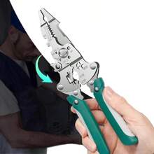 Multi-Functional Folding Electrician's Pliers - Titanium Steel Wire Stripper, Industrial-Grade Tool With Crimping, Gripping, Twisting, Nail Pulling And Screwdriver Functions - Compact Design For Easy Storage