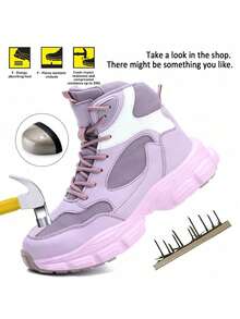 Light Steel Toe Safety Shoes Women's Work Safety Shoes Work Shoes Women Anti-Puncture Working Sneakers Indestructible Steel Toe Shoes Lightweight Safety Boots With Rotating Button Breathable Gift Sport Work Shoes With Rotating Press Button Steel Toe Cap Sport Safety Sneakers,Men Safety Trainer Men Steel Toe Trainer Sport Work Shoes,Women Shoes,Work Shoes Comfortable,Safety Shoes For Women,Work Shoes Men For Outdoor,Hiking,Climbing,EVA Sole