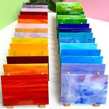 ILLUCKAI Paquete variado de 36 hojas de vidrio de colores vibrantes de 6 x 4 pulgadas, suministros de vidrio de colores para manualidades DIY, mosaicos y decoración del hogar, colección de colores surtidos - Mezcla vibrante - Ver 2