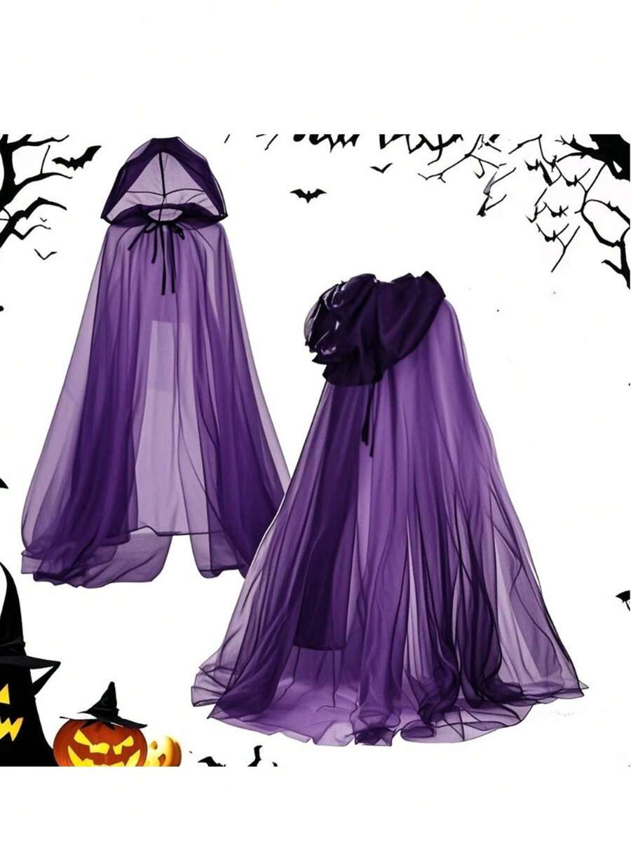 1Pc Halloween Reaper Witch Mesh Long Cape Prom Performance Costume Halloween Cosplay Ghost Role Even Daily Wear Gifts - Nhiều màu - Xem 1