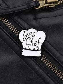 Yes Chef 珐琅别针白色简约卡通流行厨师帽胸针翻领背包徽章喜爱的珠宝礼物送给朋友和厨师 - 白色 - 查看 4