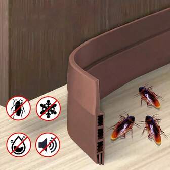 1pc 1.96x39.4 Inch Gapless Self-Adhesive Door Bottom Seal Strip, Upgraded Thick Rubber Dust-Proof Seal, Suitable For Indoor/Outdoor Bedroom Doors, Windproof, Waterproof, Insect-Proof, Dustproof, Effectively Blocks Light, Dust And Noise, Reduces Household Item Consumption