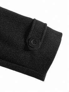 Casaco masculino trespassado com bolsos pesados e elegante, outono/inverno - Preto - Ver 5