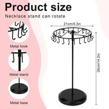 Support rotatif pour colliers, tour porte-bijoux en métal avec 23 crochets. Présentoir organisateur pour ranger et suspendre bracelets et colliers, décoration pour la maison