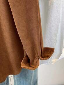 ​Women's Solid Color Corduroy Button Down Shirt Heavy Weight Long Sleeve Pocket Fall Winter Casual​,Fall Clothes For Women,Flannels For Women