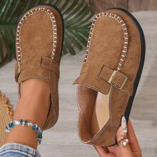 Nuevos mocasines planos de mujer con hebilla de cobre al estilo Ins, disponibles en 4 colores, casuales, cómodos y versátiles para uso diario, con suela antideslizante