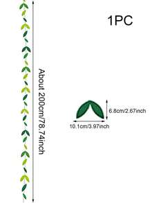 1pc Leaf Decor Hanging Garland, Green Leaf Paper String For Home Decor - Multicolor - View 3