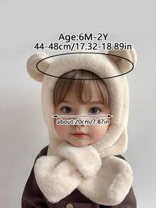 儿童帽子围巾套装，可爱又萌，厚实又温暖，护耳，适合秋冬季，男孩女孩都适用 - 彩色 - 查看 9