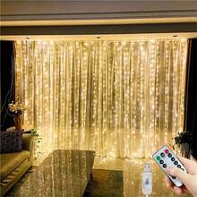 1 件装 LED 窗帘灯，带遥控器，USB 供电，8 种灯光模式，适用于圣诞节、室内家庭聚会、卧室装饰、感恩节、情人节、婚礼、派对等场合。 - USB窗簾燈串 - 查看 18