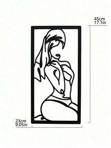 Hello Young 1pc Metal Wall Art Female Minimal Line Art Wall Decor, Minimalist Line Art, Home Wall Art Decor, Women's Bathroom Decor, Housewarming Gift