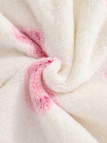 Girls' Thick Fleece Hooded Sweatshirt Dress, Long Sleeve, Cute Heart Print, Warm & Comfortable, Loose Fit, Mid-Length, Suitable For Home Wear - Pink - View 5