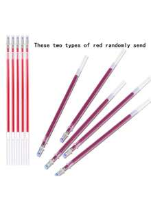 24pcs/Set 20 Mixed Color High Temperature Disappearing Fabric Marking Pens Refills With 4 Pen Holders, Heat Erasable Fabric Marker Pens For Sewing, Tailoring And Quilting (Random Red Pen Ink Color)