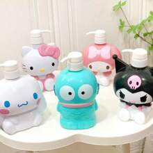 Sanrio Sticlă de duș cu șampon și gel de duș Sanrio cu personaje drăguțe de desene animate Kuromi Melody Hello Kitty/Cinnamon Dog, sticlă de presare pentru gadgeturi de baie, sticlă de loțiune drăguță Kuromi cu desene animate, sticlă de dispensare cu presare în formă de 3D, sticlă de șampon, sticlă de baie, capacitate mare, potrivită pentru depozitare în călătorii