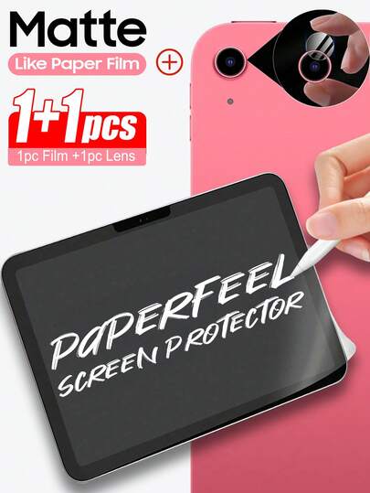 ZYONS 1+1 包纸感屏幕保护膜 (1 件) + 相机镜头保护膜 (1 件) 适用于 iPad 第 11 代/第 10 代/第 9 代/第 8 代/第 7 代 2025 2022 10.2 Air 4 5 10.9 1 2 3 4 5 6，适用于 iPad 10.9 的磨砂 PET 绘画书写膜，像在纸上书写和绘画一样，防眩光屏幕保护膜绘图纸感膜
