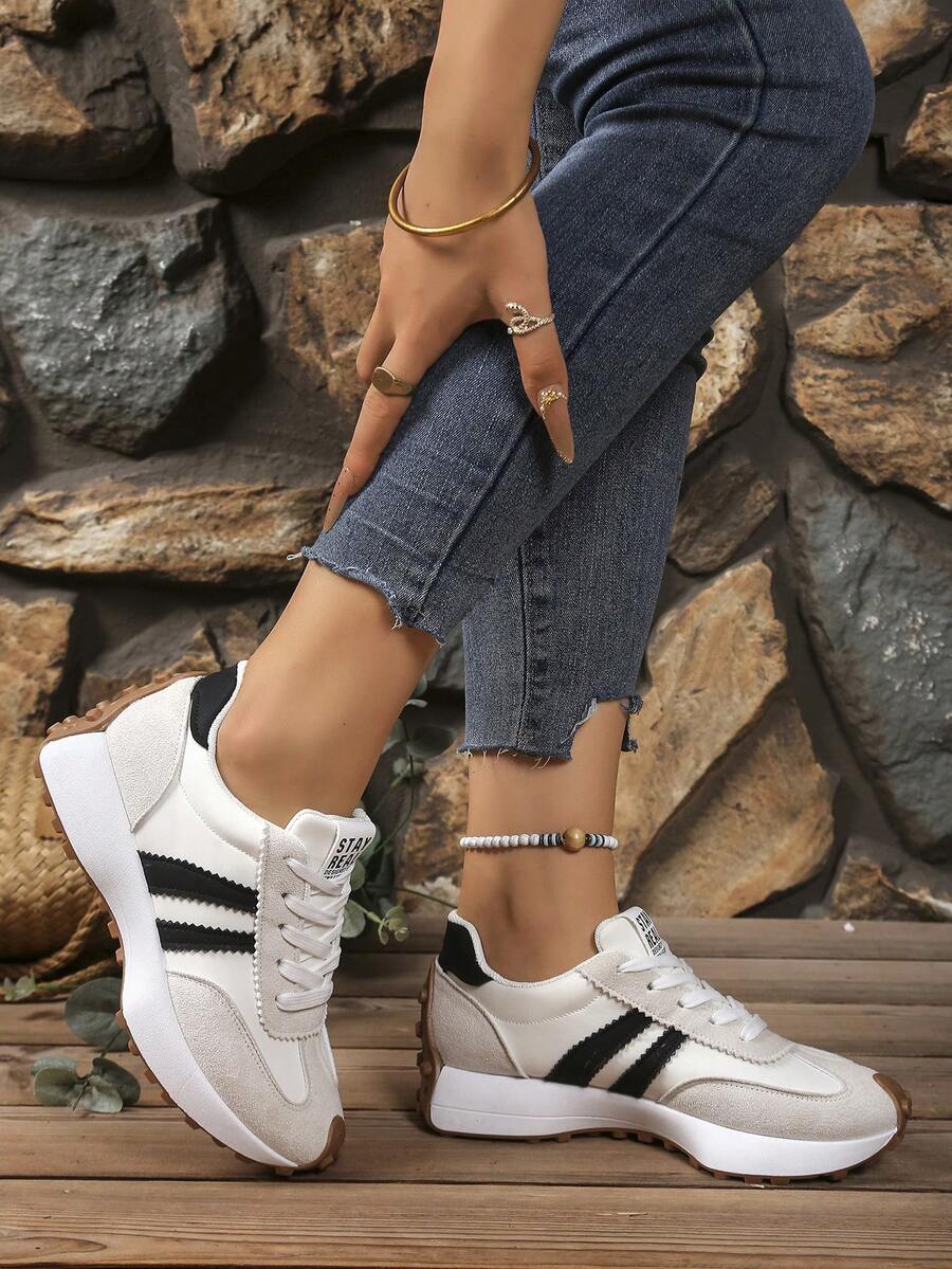 Women's Comfortable Lace Up Athletic Sneakers - Lightweight Multipurpose Casual Shoes, Non-Slip Rubber Sole, Suitable For All Seasons