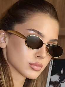 1 件椭圆形小框女士金属时尚眼镜 - 彩色 - 查看 7