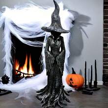 تمثال ساحرة جوتية - قبعة مدببة أنيقة ديكور هالوين، تمثال راتنجي للاستخدام الداخلي والخارجي، لا يحتاج إلى كهرباء، متين، ديكور متعدد المناسبات المنزلية (عيد الموتى/)، تحفة مرعبة