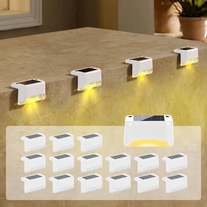 Senmeo 16 Pack Solar Deck Lights, Outdoor Step Light, Auto On/Off, 12Hr Lighting LED Light For Stairs, Steps, Fences, Yards, Garden And Paths, Durable And Easy Installation, Ideal For Commercial Spaces Like Malls, Hotels And Libraries, Outdoor Solar Lights