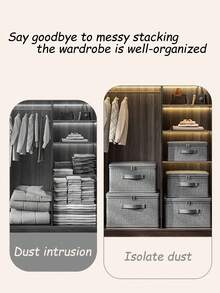 Foldable Storage Box With Zipper Lid, Handled Storage Cube Basket, Closet Clothes Organizer Container