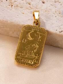 1pc 18K Gold Plated Stainless Steel Pendant, Square Pendant, Devil's Eye Cross Pendant, Flower Pattern Pendant, DIY Necklace Earring Jewelry Making, Daily Wear, Gift - Gold - View 4