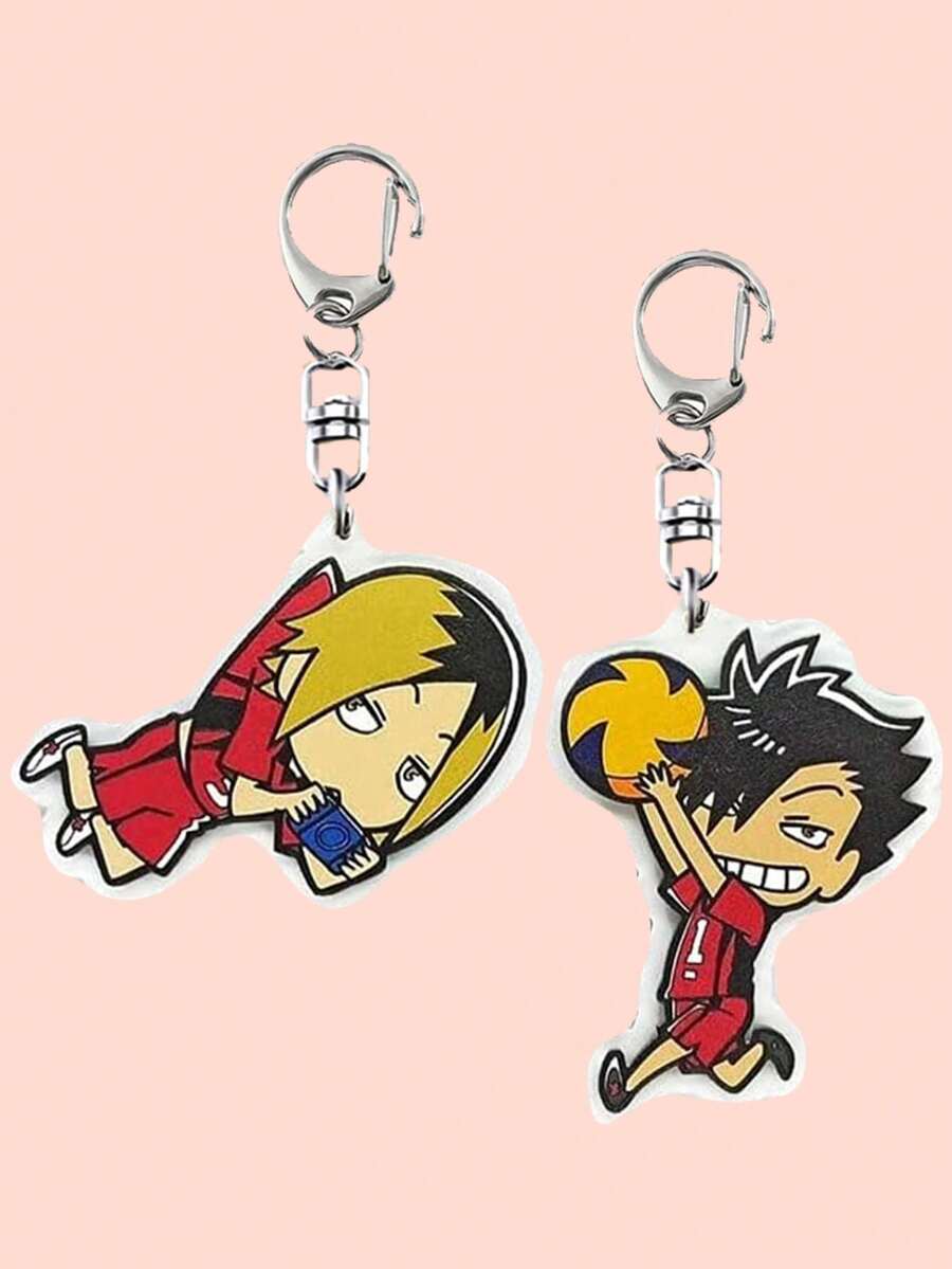 2D 平面，1/2 个排球亚克力钥匙扣 Kuroo Tetsurou，Kozume Kenma 可爱吊坠女孩礼物 - 彩色 - 查看 1