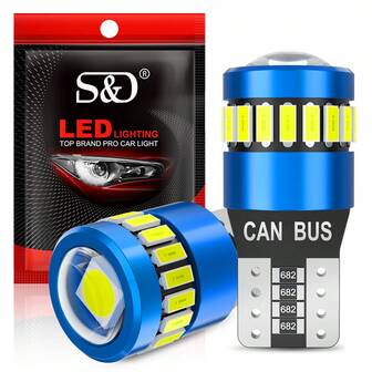 S&D 2 件 T10 W5W LED 灯泡 Canbus W16W T15 921 汽车灯 3030 芯片 无故障适用于后备倒车灯自动尾灯 12V