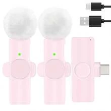 手機用無線領夾式麥克風 Type-C 插即用 2.4G 超低延遲 內建降噪晶片 適用影片錄製、採訪、播客、Vlog，50mAh 可充電電池 - 粉色 - 查看 13
