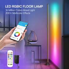 LED Corner Floor Lamp 1/2 Pack, Smart RGB Floor Lamp With APP&Remote Con, 16 Million Colors Changing, Music Sync, Modern Corner Led Light For Bedroom Living Room And Gaming Room, Timing&Schedule. - Xem 5