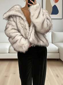 Women's Oversized Faux Fur Collar Loose Fashionable Casual Street Wear Jacket
