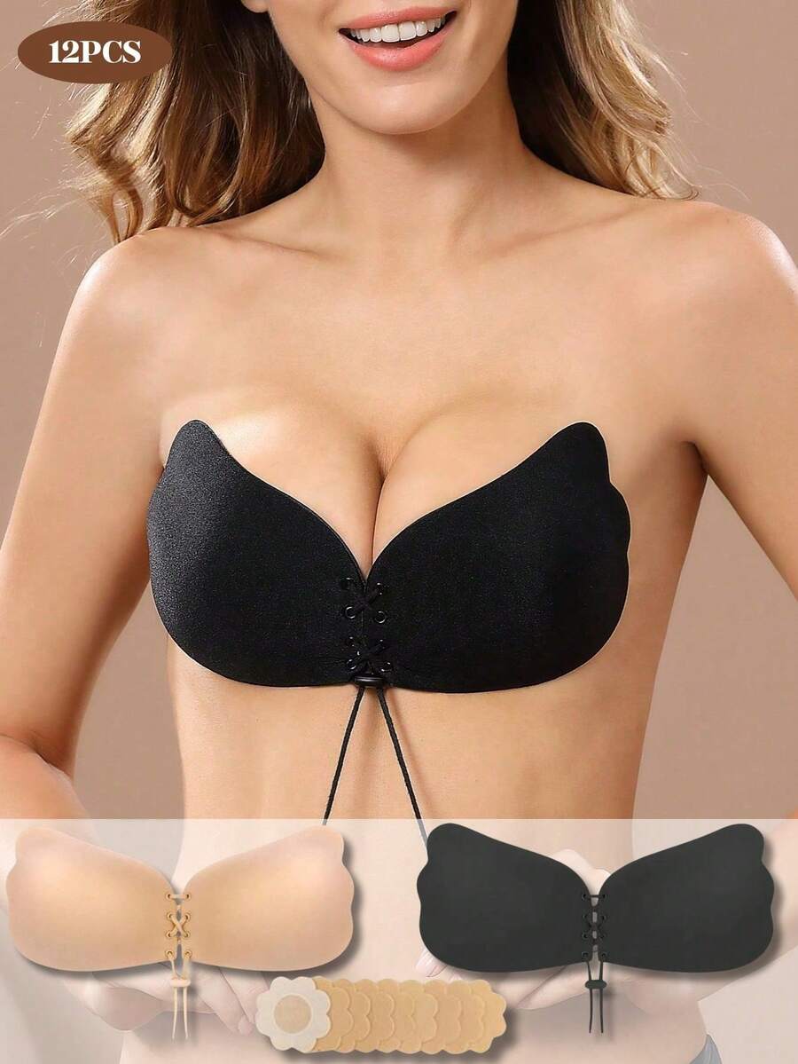 2 piezas Cinta adhesiva invisible para sujetar el sostén, 10 piezas Cinta adhesiva desechable para sostén - Cinta adhesiva para sostén impermeable para vestidos sin espalda, ropa sin tirantes, cinta moldeadora corporal secreta para mujeres