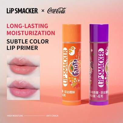 LIP SMACKER 2pcs Coca-Cola Collaboration Lip Balm, Fruit Soda Flavored, Moisturizing And Nourishing, Tinted Lip Gloss, Great Gift For Friends And Family, LIPSMACKER