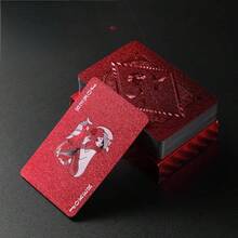 Color Poker Cards(Red/Black/Silver) Plastic Waterproof Playing Cards, Deck Of Cards,Women's Pool Poker Cards,Suitable For Family Gatherings And Beach And Swimming Pool Party Poker Card - 紅色 - 查看 1