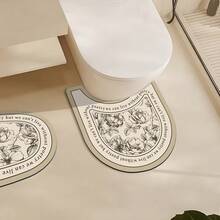 Bộ trang trí nhà cửa họa tiết hoa hồng cổ điển 1/3 chiếc, thảm thấm hút chống trượt cho phòng tắm, thảm tắm họa tiết cổ điển bằng gel silica, thảm chùi chân thấm hút hình chữ U cho bồn cầu và bồn rửa, thảm trang trí nhà bếp phòng tắm dày 2,5mm - Hoa hồng cổ điển - Xem 4