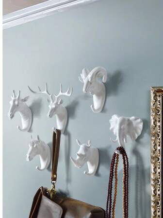 1PC European Style Creative Hook Without Punching, Strong Adhesive Wall Decoration, Deer Head Clothes Hanging Hook