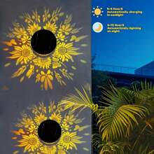 أضواء الحائط الشمسية الخارجية، أضواء الحائط الشمسية المعدنية ذات موضوع عباد الشمس - أضواء جنية خارجية IP65 لحديقة، حفلات وعيد الميلاد، أضواء أجواء الحفلات، لديكور الحديقة والمناظر الطبيعية والفناء والحديقة والممر، هدية عيد