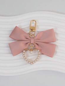 1 Cute Bow With Heart Strap Pearl Bag Pendant, Bag Accessory Faux Pearl Keychain, Cute Faux Pearl Beaded Bracelet Keychain, Retro Charm Wallet Bag Backpack Car Charm For Women And Girls, Ribbon Pearl Pendant Suitable Gift For Friends, Relatives, Valentines - Multicolor - View 17