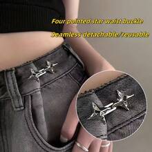 1 套极简朋克铆钉腰带，可拆卸可调节，柔软的尖头设计不会划伤皮肤，可手动恢复 - 銀色 - 查看 3