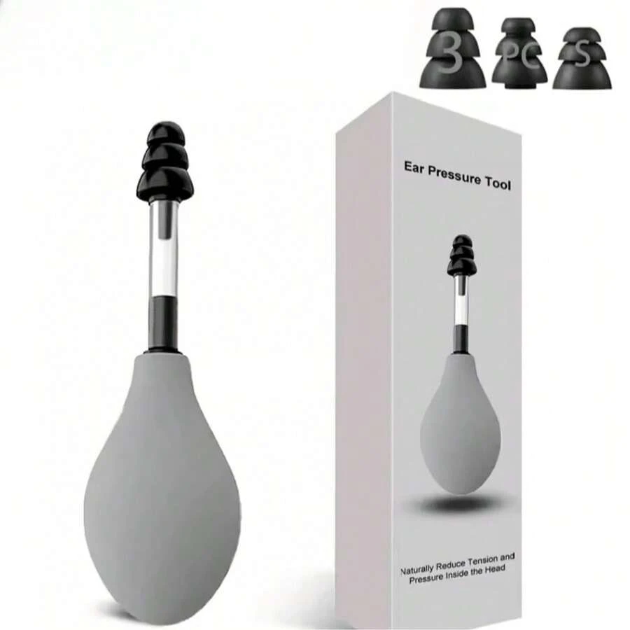 Ear Pressure Relief Suction Device, Ear Pressure Tool, Airplane Ear Pressure Relief Through Inner Ear Pressure Balance, With 3 Sizes Of Earplugs,School,Back To School,Travel,Travel Essentials,Home Essentials,Ear Cleaner