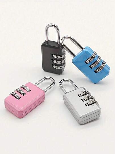 3-Digit Combination Lock - Premium Metal Anti-Theft Padlock, Suitable For Luggage, Gym Lockers And Backpacks, Travel Accessory, Compact Design, Ideal For Storing School Supplies, Drawers, Gym Lockers, Luggage And Backpacks, Portable, Travel Essential