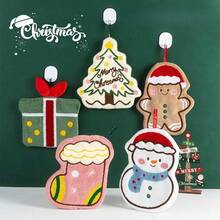 1pc Hanging Christmas Decoration Towels, Christmas Hand Towels,Christmas Series Household Towels, Christmas Hanging Hand Towel For Kitchen, Bathroom, Quick Dry Absorbent Decorative Cloth, Christmas Tree, Gingerbread Man, Snowman, Christmas Stocking, Gift Box Pattern, Christmas Decorative Towels, Dishcloths, Kitchen Towels