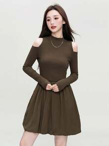 Sexy Off-Shoulder Floral A-Line Dress, Autumn 2025