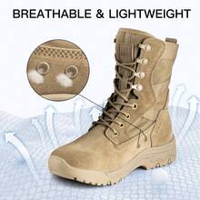 FREE SOLDIER Women's 8-Inch Tan-Thin Suede Leather Lightweight Hiking Tactical Boots, Size 7 - Multicolor - View 3
