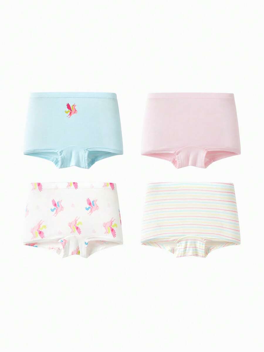 Balabala Girls Modal Underwear 4 Packs Boxer Shorts Soft Breathable - Red and Blue Hues - View 1