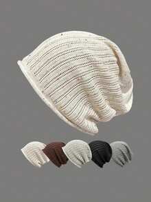 1pc Women's Colorful Polka Dot Thin Striped Headband, Versatile Knitted Beanie Hat, Suitable For Spring/Summer, Winter Women