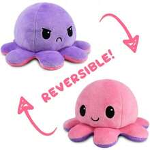 Original Reversible Octopus Pillow - Black + Orange - Adorable Sensory Fidget Animal To Show Your Mood - Perfect For Halloween! - 淺粉紅色+淺紫色 - 查看 3