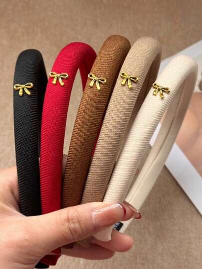 5 قطع/قطعة واحدة شريط رأس كلاسيكي رجعي، شريط شعر أحادي اللون مناسب للاستخدام اليومي والمدرسة والرقص والحفلات والأداء والخارج والتصوير الفوتوغرافي، إكسسوار بنات متعدد الاستخدامات للخريف/الشتاء الجديد